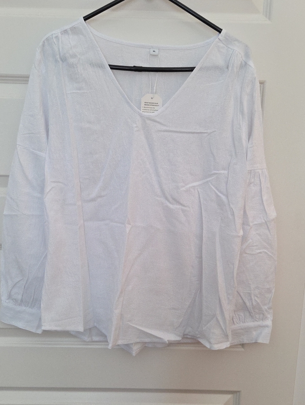 NWT - White V-Neck Long Sleeve Women's Top